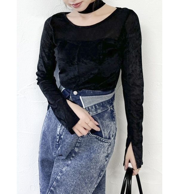 dazzlin「バリエシアーカットトップス」|Tシャツ・カットソー|ブラック