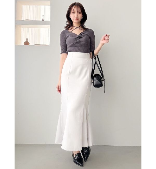 dazzlin「フロントツイストリボン5分袖ニットトップス」|ニット・セーター|