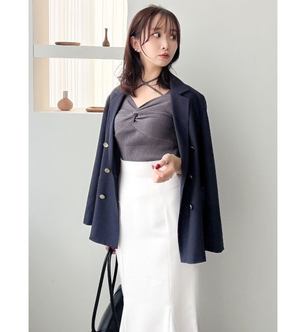 dazzlin「フロントツイストリボン5分袖ニットトップス」|ニット・セーター|