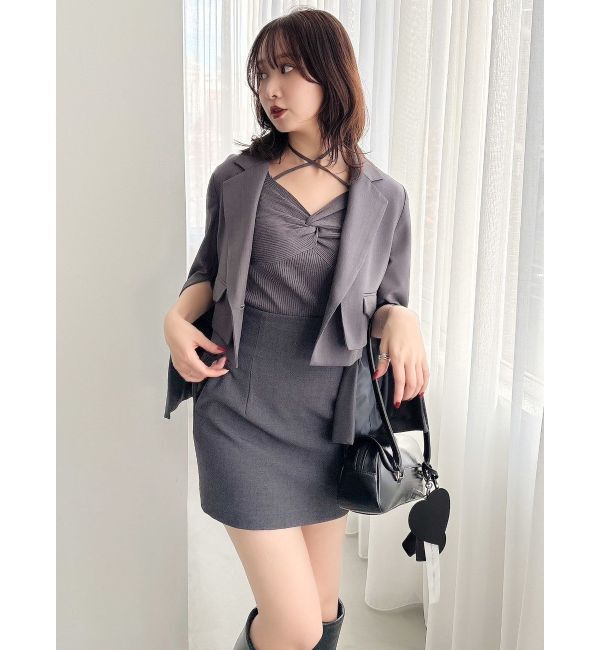 dazzlin「フロントツイストリボン5分袖ニットトップス」|ニット・セーター|