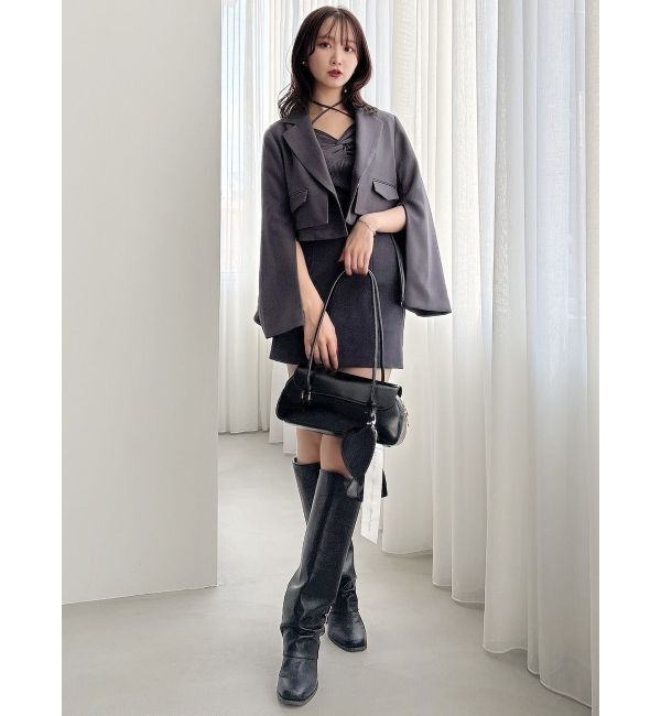 dazzlin「フロントツイストリボン5分袖ニットトップス」|ニット・セーター|