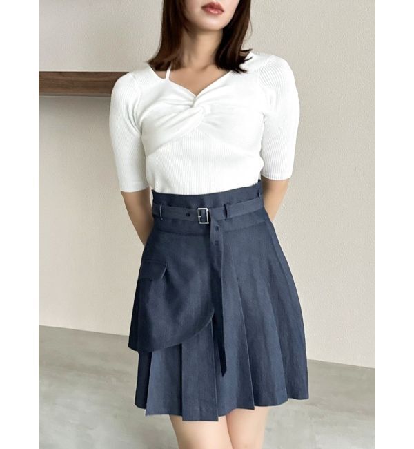 dazzlin「フロントツイストリボン5分袖ニットトップス」|ニット・セーター|