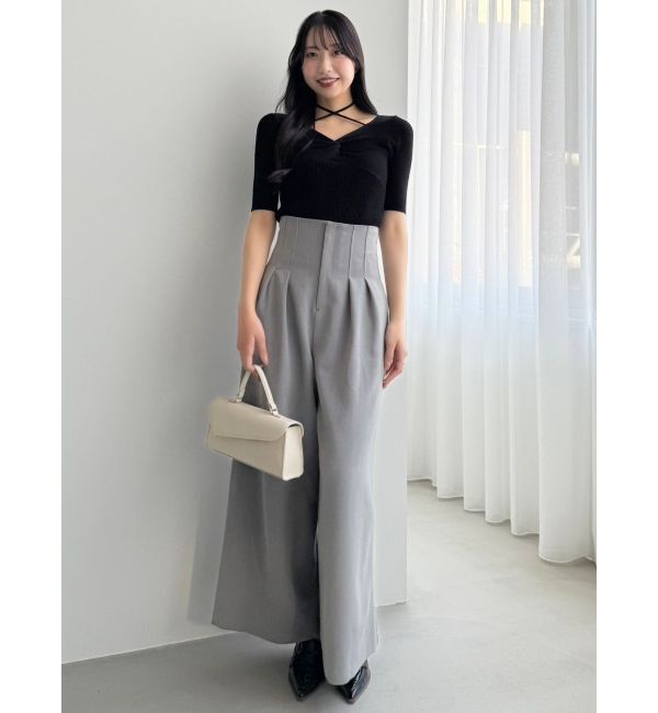 dazzlin「フロントツイストリボン5分袖ニットトップス」|ニット・セーター|