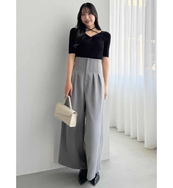 dazzlin「フロントツイストリボン5分袖ニットトップス」|ニット・セーター|