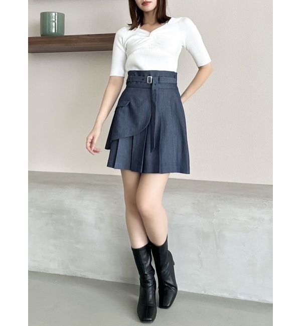 dazzlin「フロントツイストリボン5分袖ニットトップス」|ニット・セーター|