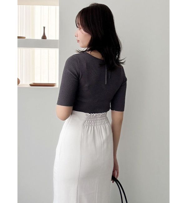 dazzlin「フロントツイストリボン5分袖ニットトップス」|ニット・セーター|