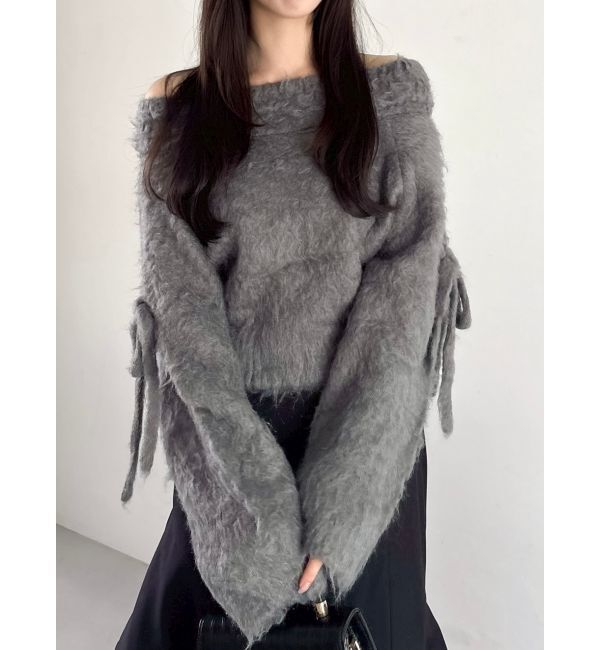 dazzlin「ルミナスカラーオフショルニット」|ニット・セーター|チャコールグレー