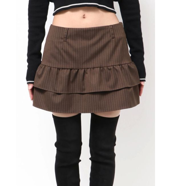 EMODA「ティアードフリルミニスカート」|スカート|ブラウン