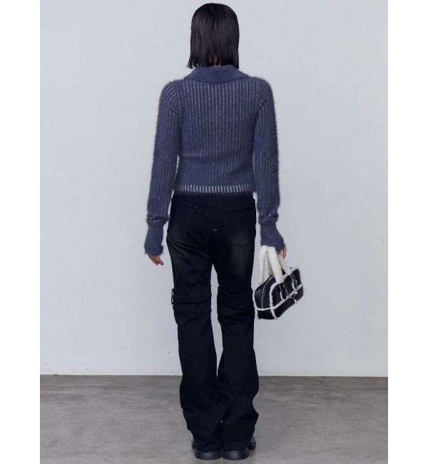 EMODA「シャギープレーティングジップトップス」|ニット・セーター|