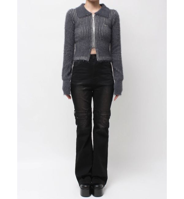 EMODA「シャギープレーティングジップトップス」|ニット・セーター|