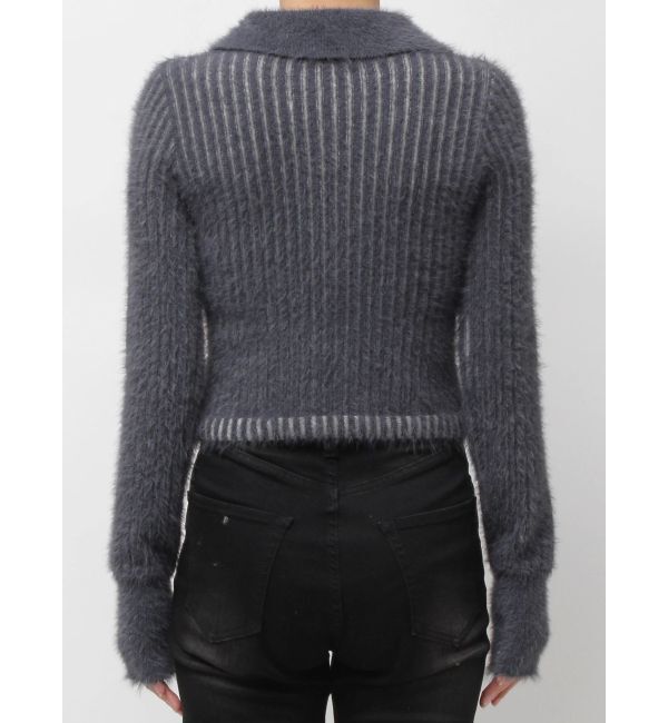 EMODA「シャギープレーティングジップトップス」|ニット・セーター|