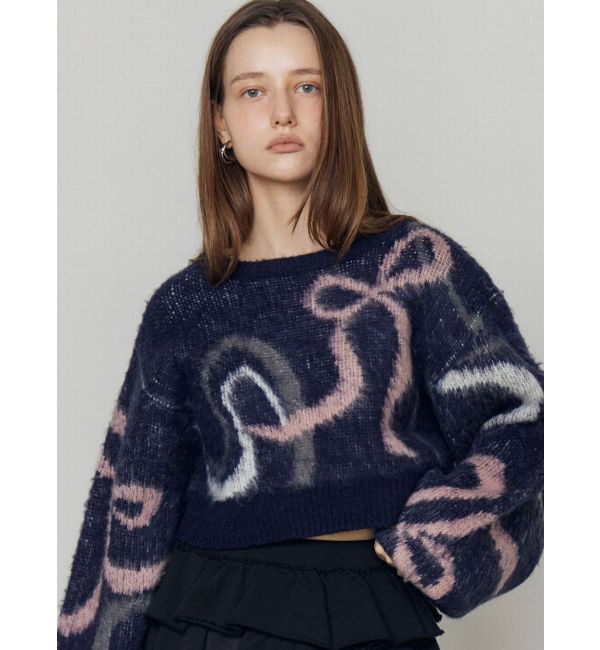 EMODA「リボンラインショートニット」|ニット・セーター|