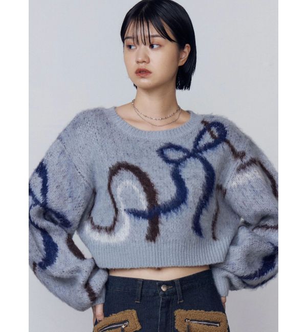 EMODA「リボンラインショートニット」|ニット・セーター|