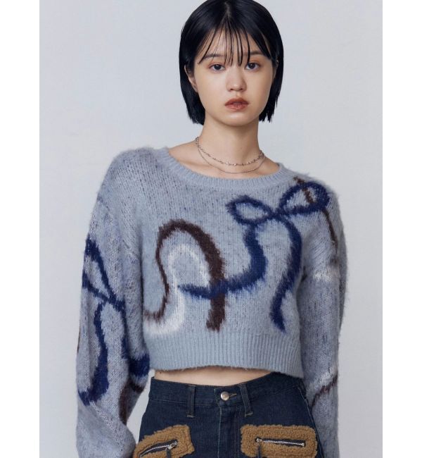 EMODA「リボンラインショートニット」|ニット・セーター|