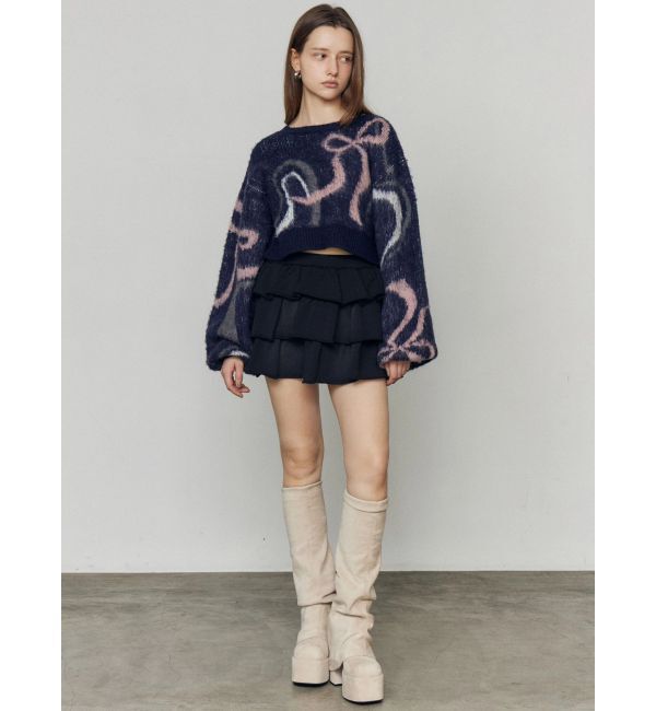 EMODA「リボンラインショートニット」|ニット・セーター|