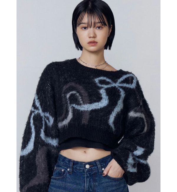 EMODA「リボンラインショートニット」|ニット・セーター|