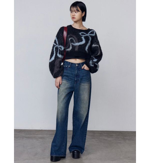 EMODA「リボンラインショートニット」|ニット・セーター|