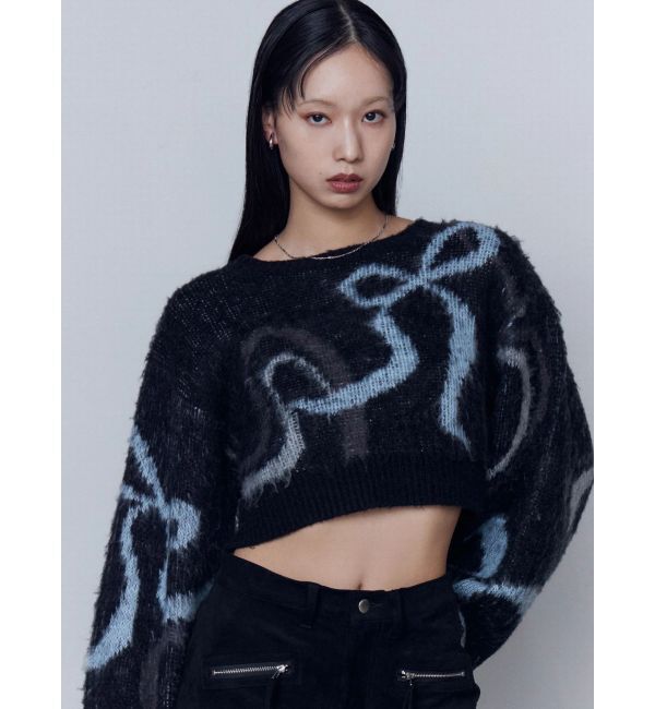 EMODA「リボンラインショートニット」|ニット・セーター|