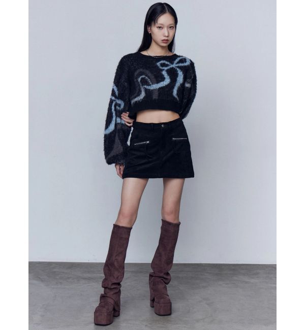 EMODA「リボンラインショートニット」|ニット・セーター|