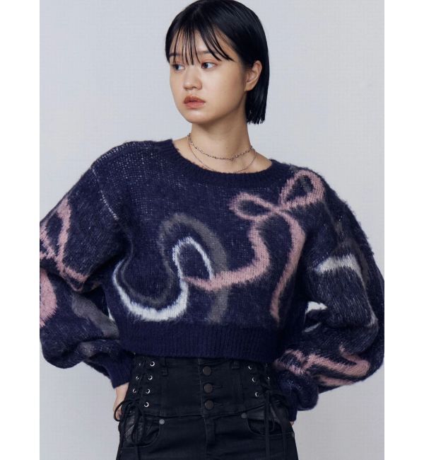 EMODA「リボンラインショートニット」|ニット・セーター|