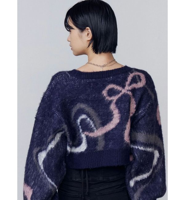 EMODA「リボンラインショートニット」|ニット・セーター|