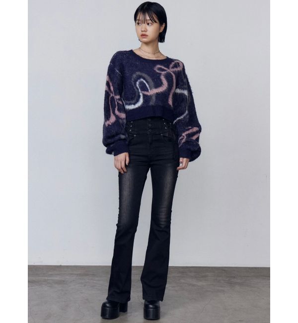 EMODA「リボンラインショートニット」|ニット・セーター|