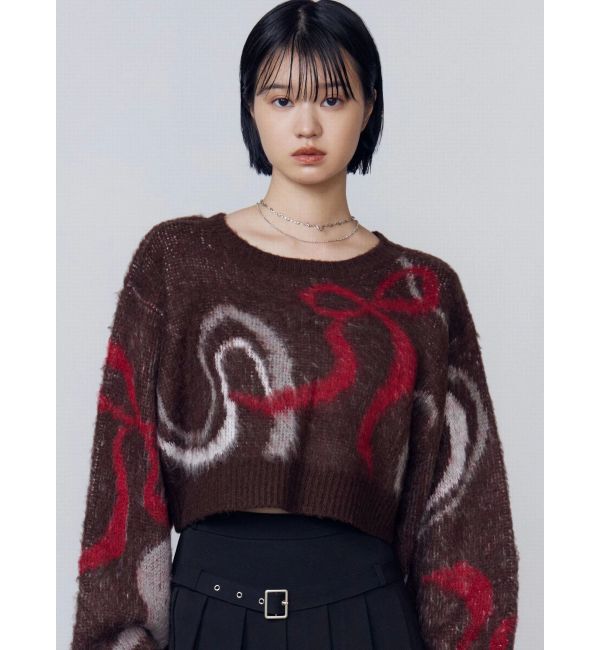 EMODA「リボンラインショートニット」|ニット・セーター|