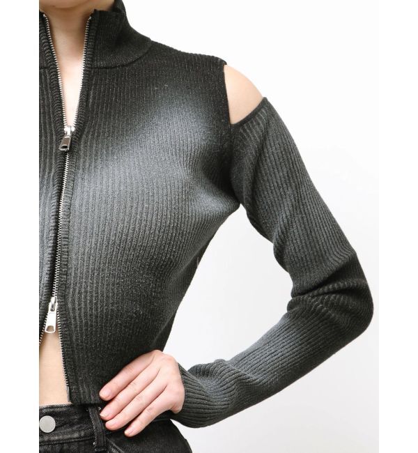 EMODA「カットウォッシュドプレーティングジップニット」|ニット・セーター|