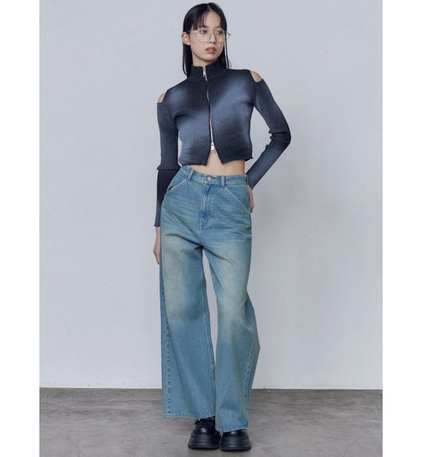 EMODA「カットウォッシュドプレーティングジップニット」|ニット・セーター|