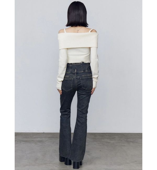 EMODA「FRONT BUTTON OFF SHOULDER KNIT」|ニット・セーター|