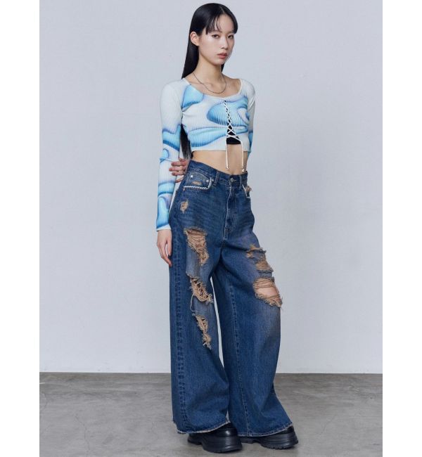 EMODA「フロントレースアップフィットニット」|ニット・セーター|