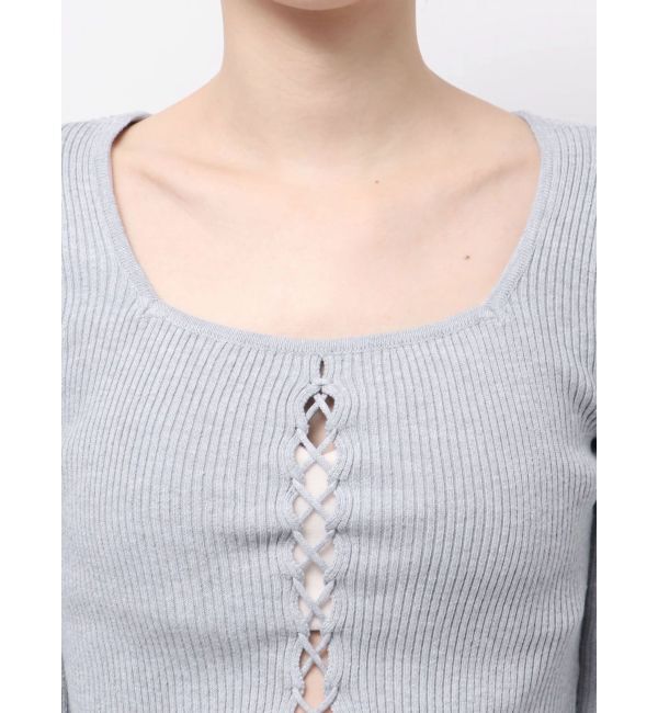 EMODA「フロントレースアップフィットニット」|ニット・セーター|