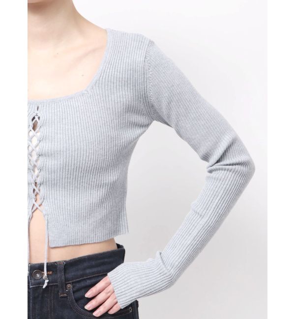 EMODA「フロントレースアップフィットニット」|ニット・セーター|