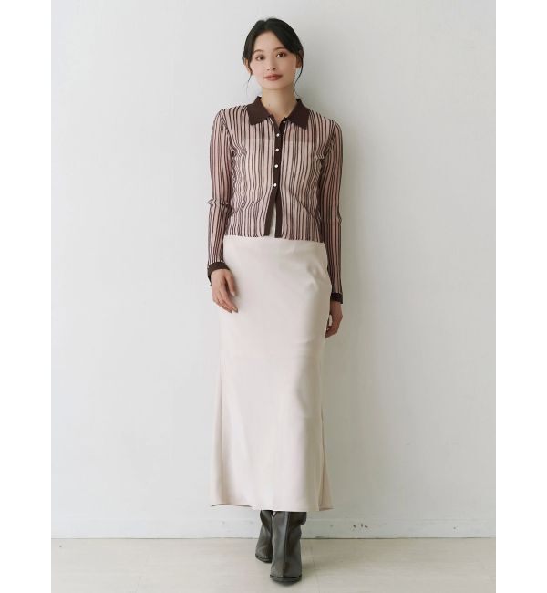 MERCURYDUO「メタルボタンシアーリブポロニット」|ニット・セーター|