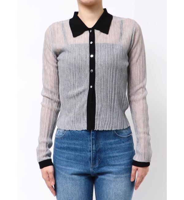 MERCURYDUO「メタルボタンシアーリブポロニット」|ニット・セーター|