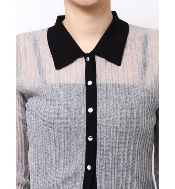 MERCURYDUO「メタルボタンシアーリブポロニット」|ニット・セーター|
