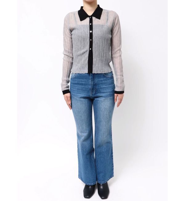 MERCURYDUO「メタルボタンシアーリブポロニット」|ニット・セーター|