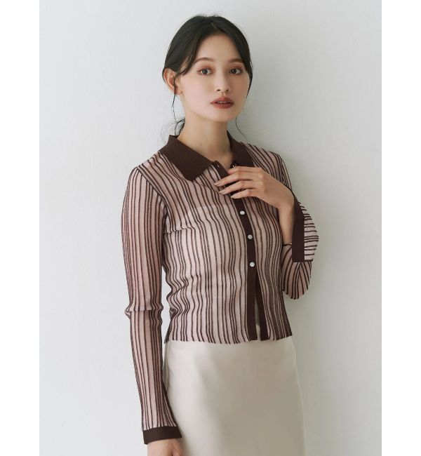 MERCURYDUO「メタルボタンシアーリブポロニット」|ニット・セーター|ミックス