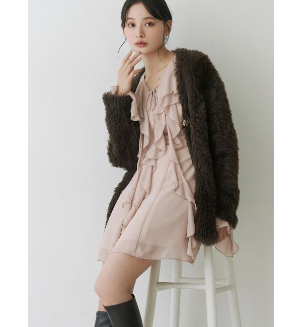 MERCURYDUO「ファーライクシャギーミドルカーディガン」|カーディガン|