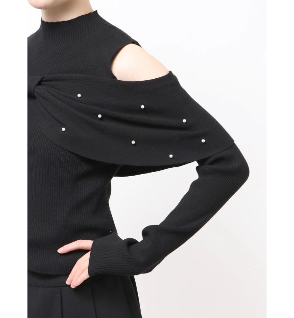 MERCURYDUO「オフショルリボンパールニット」|ニット・セーター|