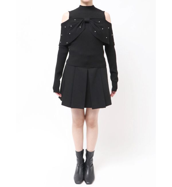 MERCURYDUO「オフショルリボンパールニット」|ニット・セーター|