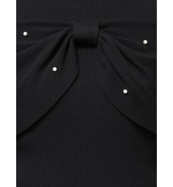 MERCURYDUO「オフショルリボンパールニット」|ニット・セーター|