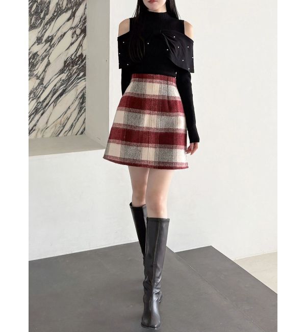 MERCURYDUO「オフショルリボンパールニット」|ニット・セーター|