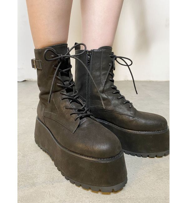 MURUA「プラットフォームレースアップブーツ」|ロングブーツ|