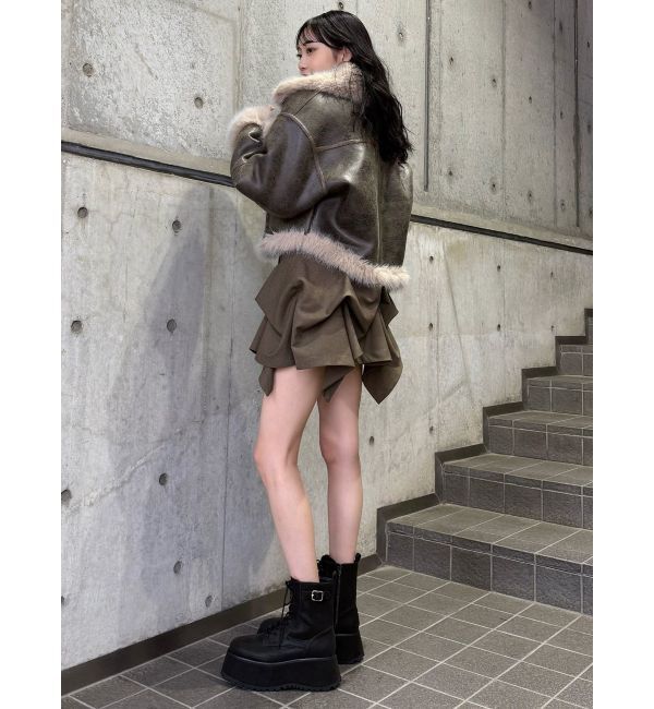 MURUA「プラットフォームレースアップブーツ」|ロングブーツ|