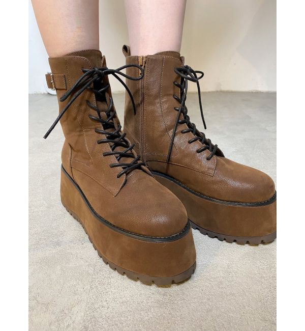 MURUA「プラットフォームレースアップブーツ」|ロングブーツ|