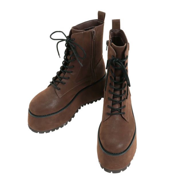 MURUA「プラットフォームレースアップブーツ」|ロングブーツ|