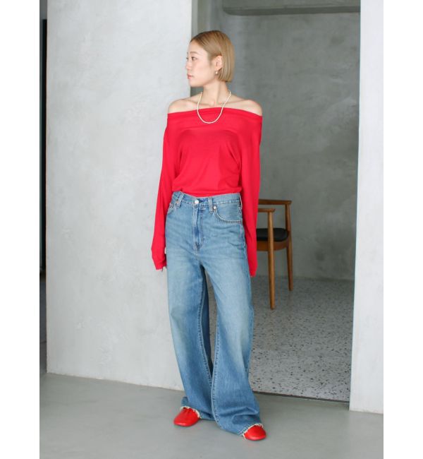 Ungrid「オフショルデザインシアーロングスリーブTee」|Tシャツ・カットソー|