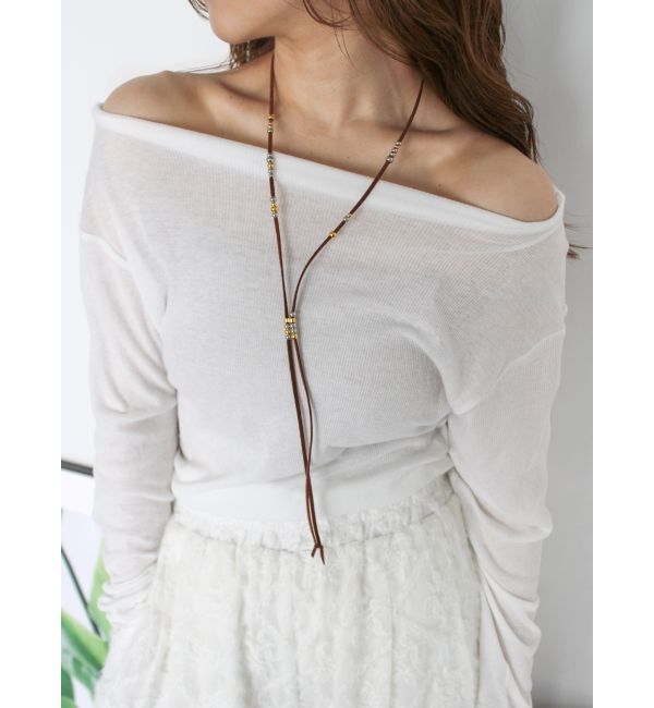 Ungrid「オフショルデザインシアーロングスリーブTee」|Tシャツ・カットソー|