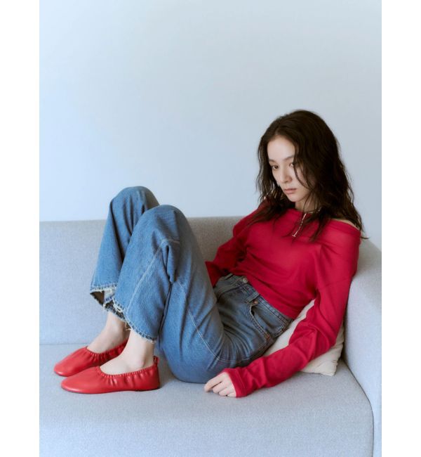 Ungrid「オフショルデザインシアーロングスリーブTee」|Tシャツ・カットソー|